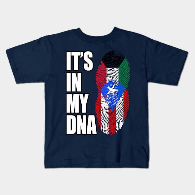 Puerto Rican And Kuwaiti Mix DNA Flag Heritage Kids T-Shirt by Just Rep It!!